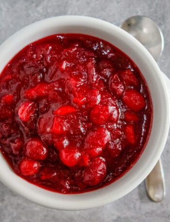 apple cider cranberry sauce in a bowl