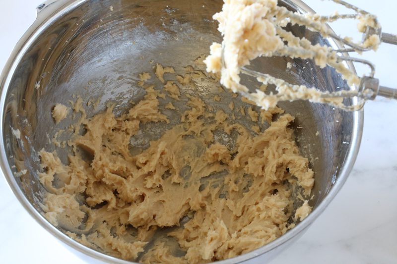 Mixing butter pecan shortbread cookies