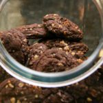 chocolate cake mix cookies in a cookie jar