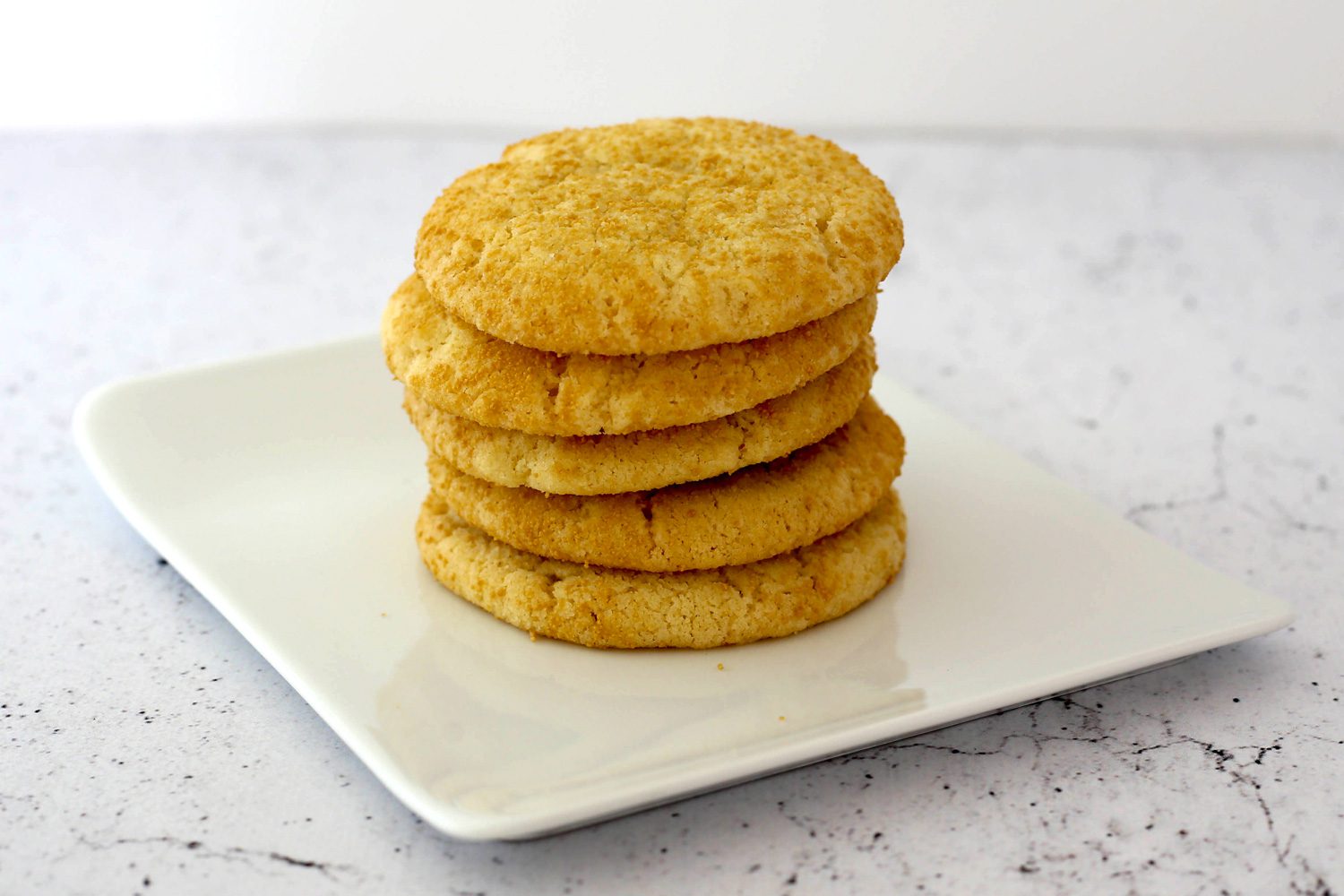 a stack of chewy sugar cookies