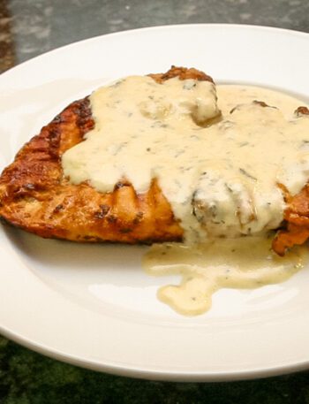 serving of chicken breasts with dijon mustard sauce