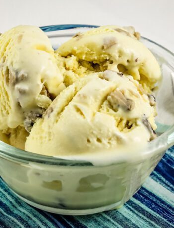 ice cream with chunks of edible chocolate chip cookie dough