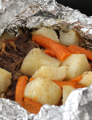 chuck steak and potatoes cooked in foil