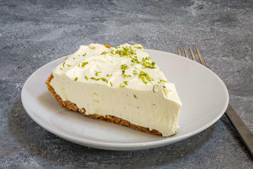 Whip up a quick and easy no-bake key lime pie in just 5 minutes. Enjoy the smooth and creamy texture of this refreshing dessert.