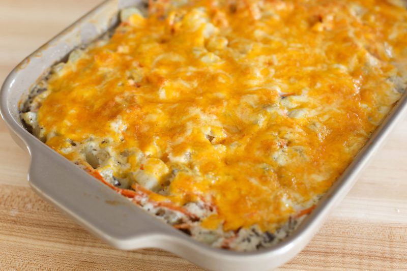 ground beef and potato bake with cheese topping