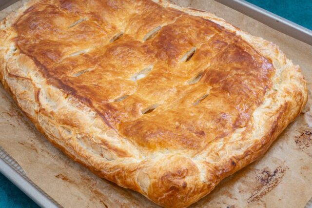 baked ham, gruyere, and fig jam tart