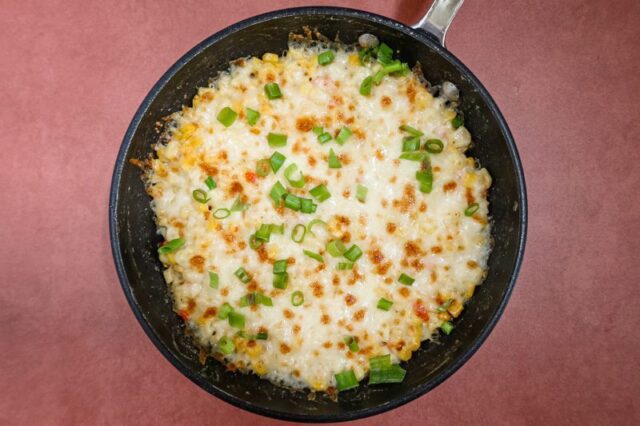 Korean corn cheese with garnish