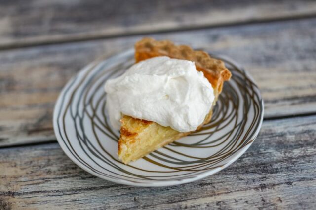 A slice of lemon buttermilk pie