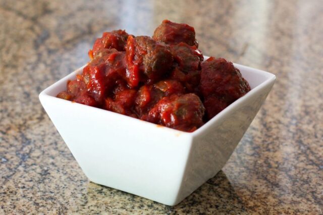 italian bolognese meatballs in a bowl