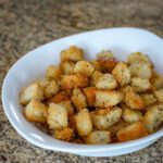 parmesan croutons in a bowl
