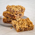 peanut butter oat bars on a small plate