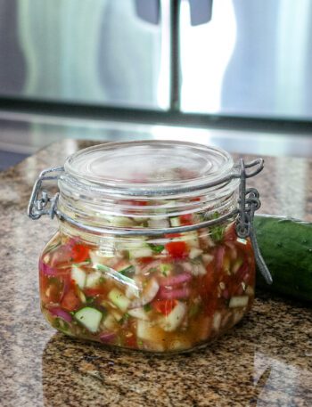 quick relish with cucumbers and tomatoes