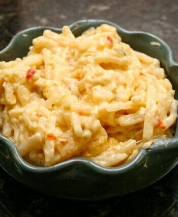 slow cooker hash brown casserole in a bowl