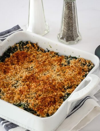 spinach casserole in the baking dish