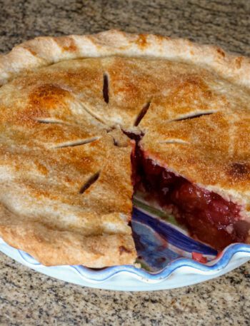 strawberry rhubarb pie baked