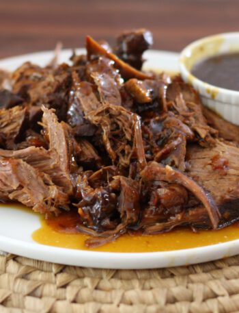 sweet and sour oven braised pot roast on a platter