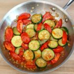 skillet tomatoes and zucchini with garlic and basil